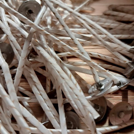 Mecha Encerada de Algodón y Celulosa 8,5 - 20 cm de Altura con Base - 25 unidades