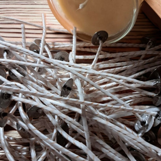 Mecha Encerada de Algodón y Celulosa P6 - 12 cm de Altura con Base - 25 unidades